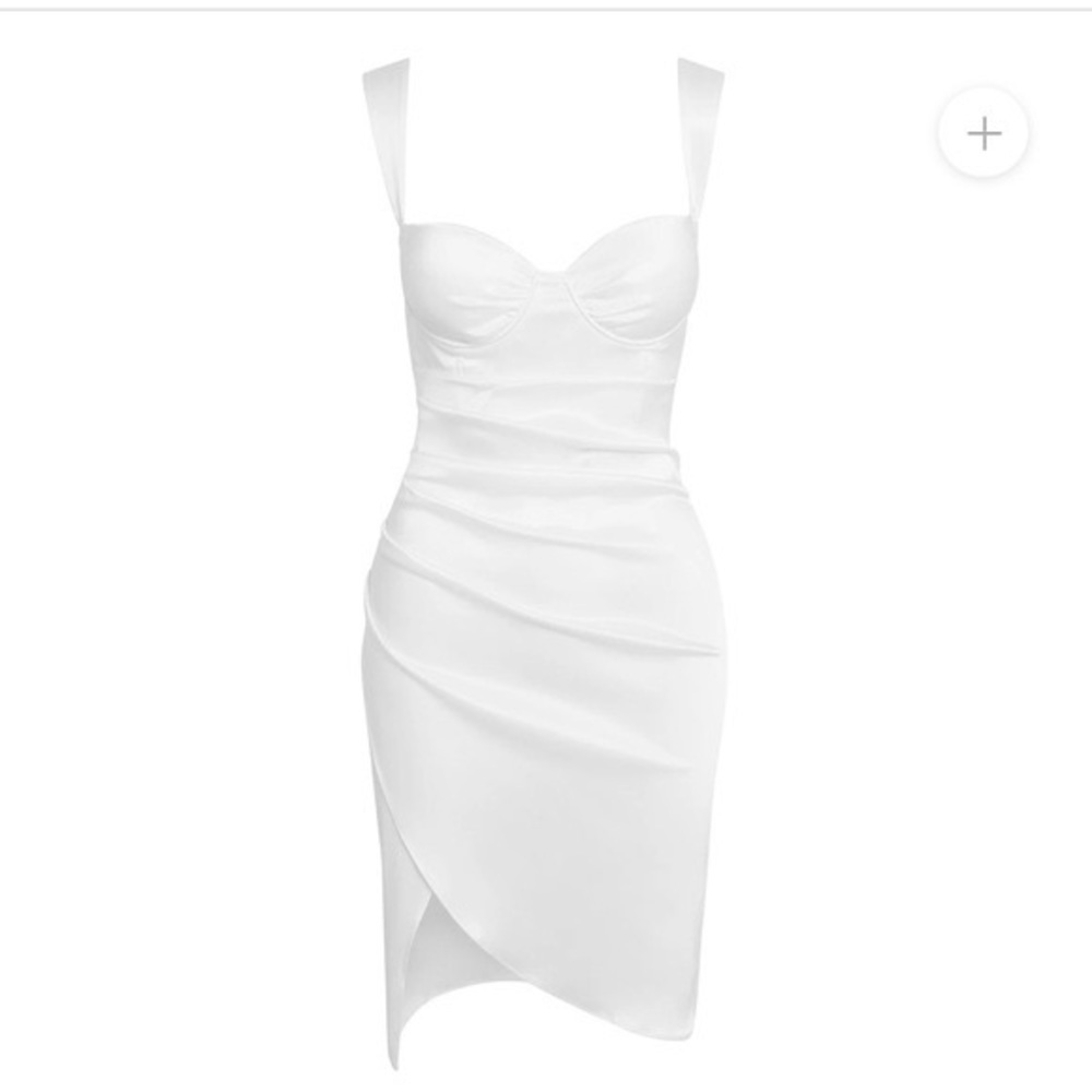 NEW LEAU SZ SM HALO SATIN BUSTIER DRESS WHITE